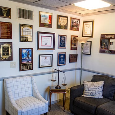 Photo of awards in office of Michael A. Scafiddi